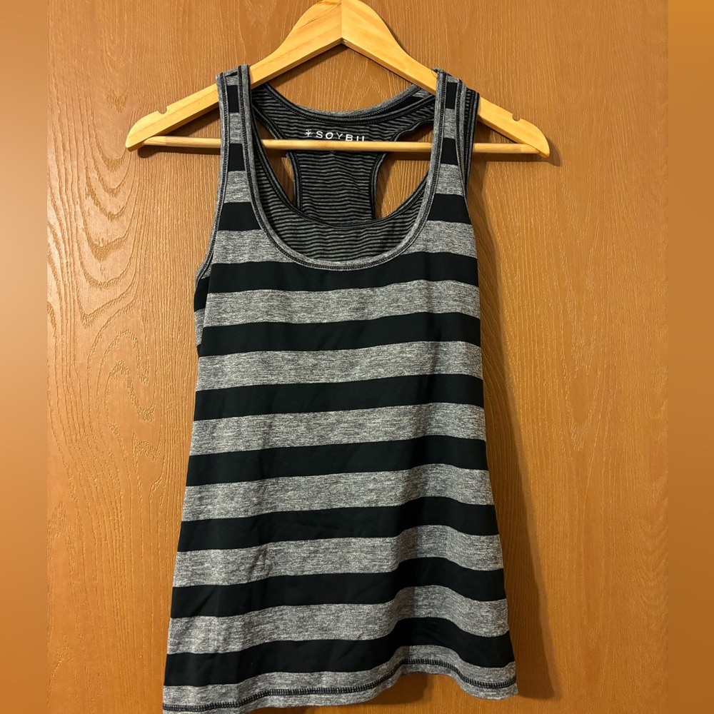 Soybu Black and Gray Stripped Tank